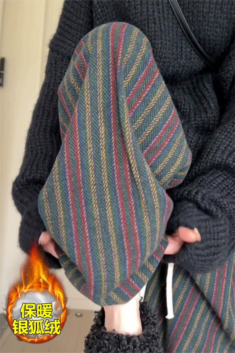 网图慎用复合银狐绒条纹呢料男宽松休闲裤K5680J加绒-特P48控88,男装卫衣,电商A001