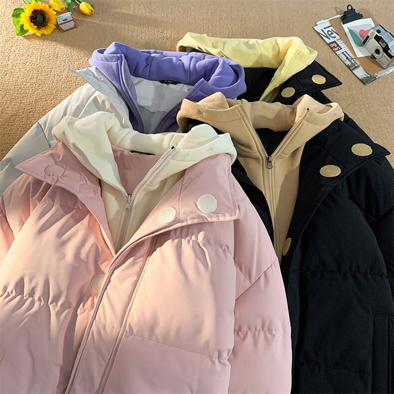 冬季青少年连帽假两件外套加绒加厚休闲简约棉衣棉服5303-P85,男装棉衣,电商B306