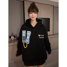 网图趣味可拆卸连帽卫衣情侣男女同款魔术贴装饰设计感外套，女装短外套，星座410-6（原星座1304-1）