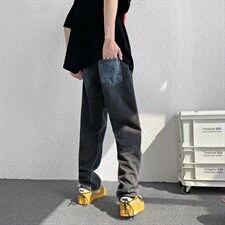 新款高街牛仔裤男潮牌直筒宽松欧美痞帅炸街阔腿长裤子潮N729-p45，男装牛仔裤，星座1008