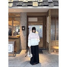 1506A/G78180/P89美式复古雪花兔子印花毛领连帽棉服外套女秋冬，男装棉衣，星座1506A