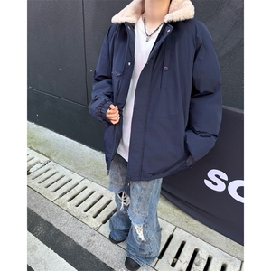 冬季羊羔绒拼接日系潮流复古户外加厚保暖工装棉服图片