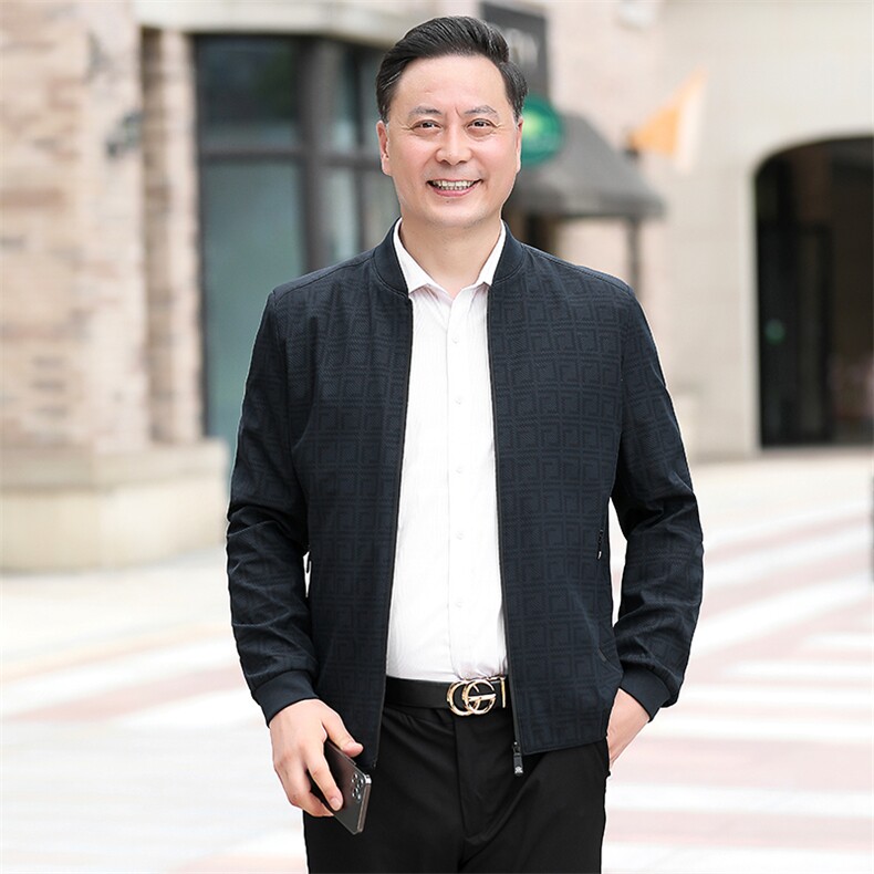 B-N9961男士2023年秋季新款长袖中老年休闲拉链夹克棒球领潮流P63图片