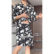 1短袖衬衫男+短裤男套装男聚酯纤维M-5XL大码TZ78709P50控98，男装牛仔裤，星座226-2