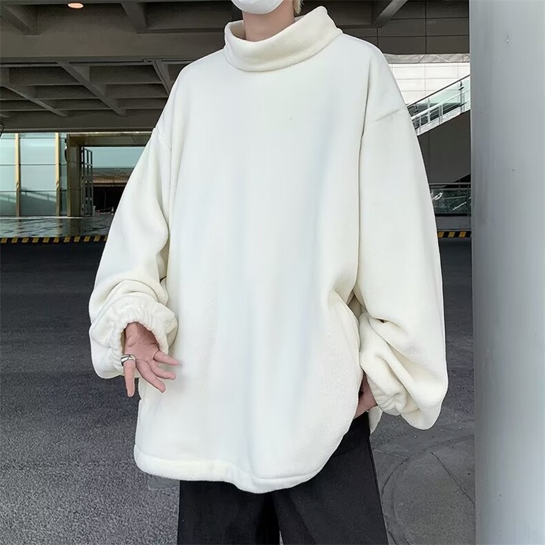 摇粒绒卫衣男秋冬季半高领日系宽松休闲打底衫毛衣套装潮,男装卫衣,星座716-2