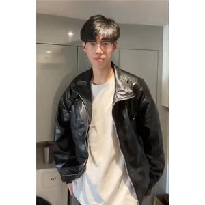 皮衣男韩版潮流痞子帅气高街2024春秋新款ins宽松外套PY715-P100图片