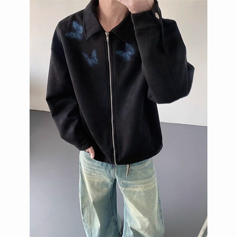 新款春秋季短款蝴蝶拉链韩版夹克男衣服宽版显身材外套HH211P70,男装夹克,星座1013-5