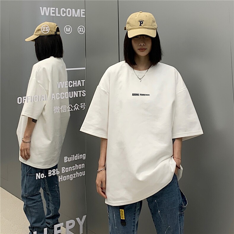 wassuphappy麂皮绒短袖t恤男夏季潮牌复古重磅宽松休闲五分半袖,男装T恤,电商A233-1
