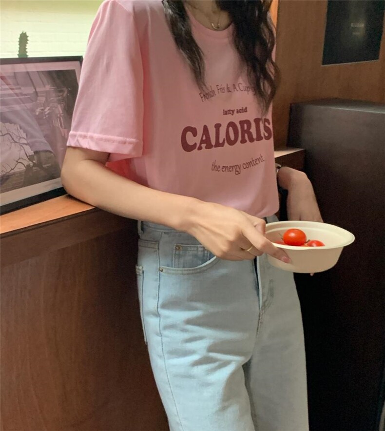 现货字母彩色T恤，女装T恤，汐美