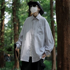 春季新款条纹长袖衬衫男韩版潮流学院风衬衣SC05P30，男装衬衫，星座1116-2