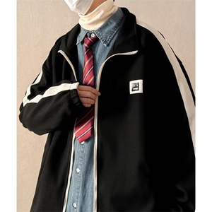 潮流翻领外套男美式vibe高街夹克春秋季华夫格宽松褂子W4410-P47图片