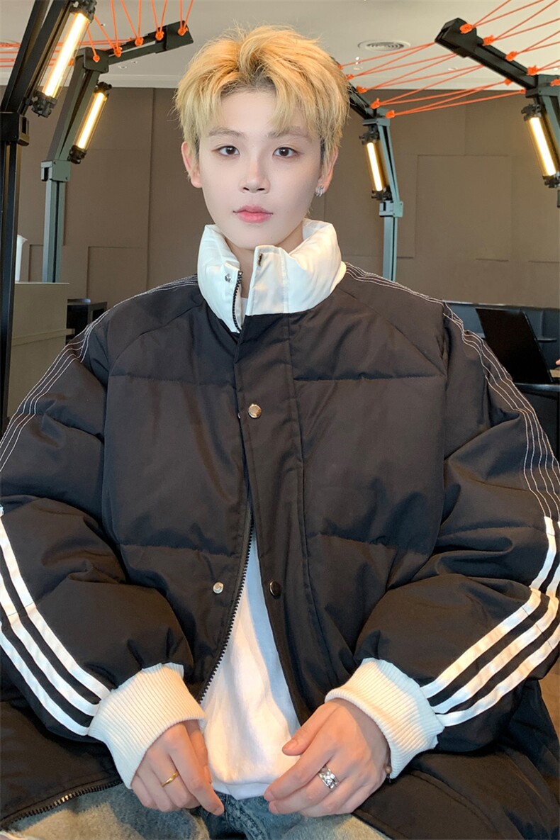 ！2025秋冬新款男士潮牌立领棉衣情侣撞色棉服外套MY200特P75,男装棉衣,电商B220