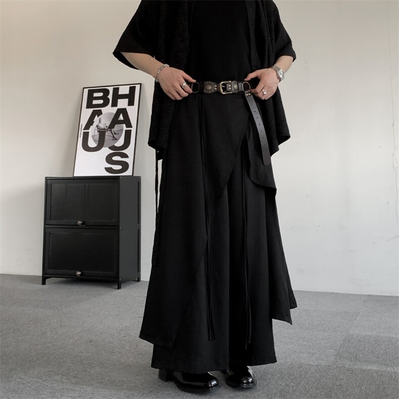 25山本风双层剑道裤小众暗黑风新中式男女多叠穿阔腿裤裤裙西裤，男装西裤，星座909