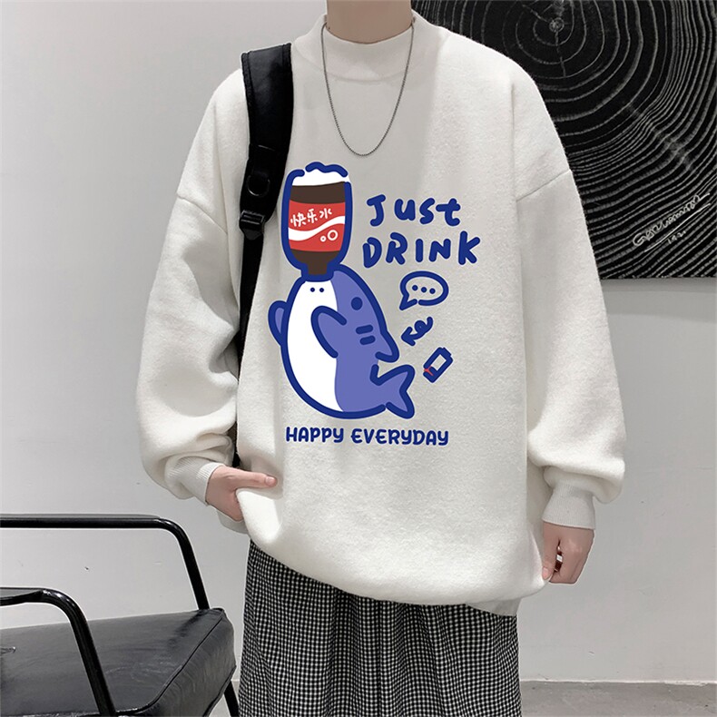 半高领毛衣男大码胖子针织衫毛线衣 M18450-P45 加绒款-P65图片
