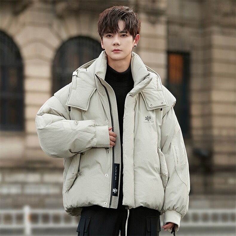 2025新款冬季连帽羽绒服男短款纯色90白鸭绒加厚外套24611P445,男装羽绒服,电商A355（原A415）