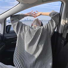 美式高街千鸟格子长袖T恤男女亨利V领英伦雅痞休闲宽松长袖打底衫，男装T恤，电商A443