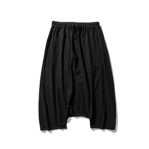 夏季个性休闲阔腿垮裤吊裆暗黑哈棉麻大码日系港风风 K78/P55图片