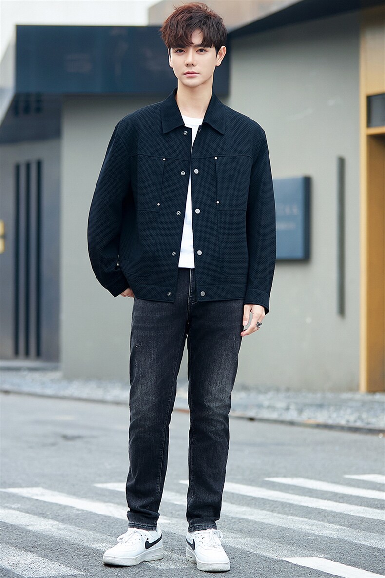 男士外套春秋季休闲潮牌男2025新款纯色夹克上衣3608-P215控308,男装夹克,电商A355（原A415）