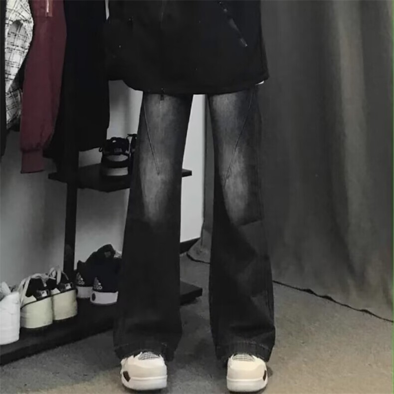 牛仔裤男渐变水洗做旧痞帅微喇裤子美式高街宽松直筒休闲长裤网图,男装牛仔裤,星座302B-2