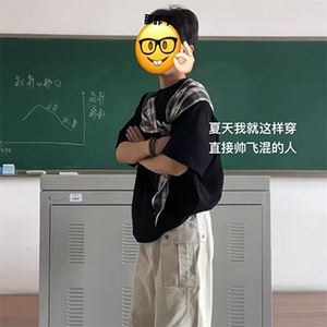 拼接格子布装饰 高品质260克双纱纯棉美式高街短袖T恤 特P35图片