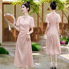 2024年夏季新中式改良旗袍连衣裙新款高级感收腰气质，女装连衣裙，蓝诺裳