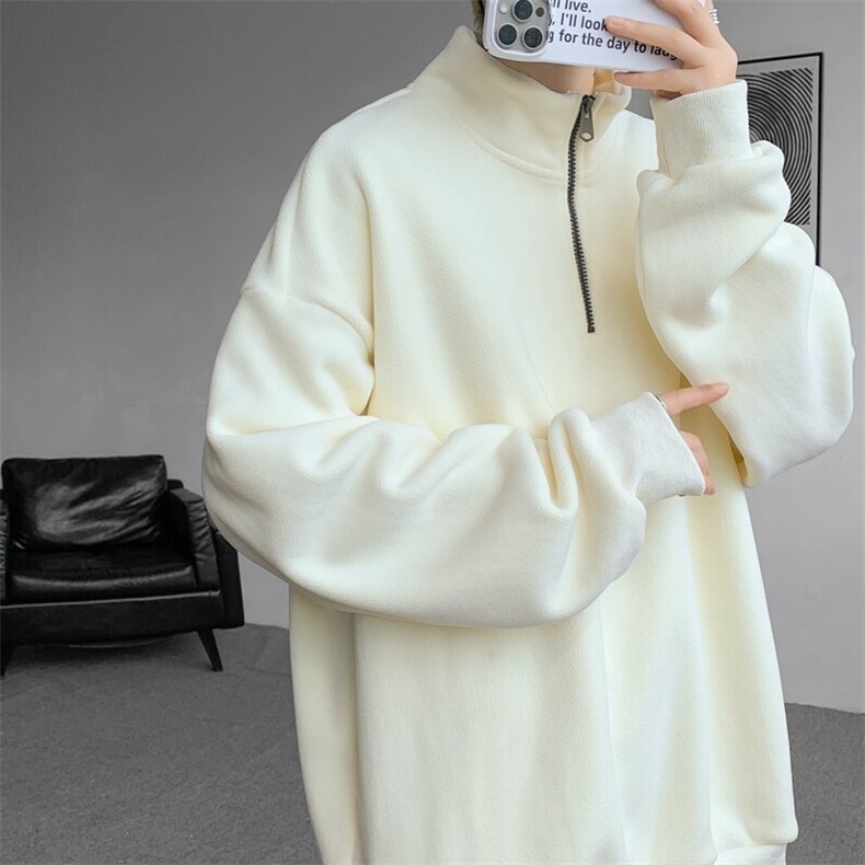M-8XL秋冬半拉链卫衣摇粒绒大码学生复古外套立领上衣WY5105/P58,男装卫衣,电商B238