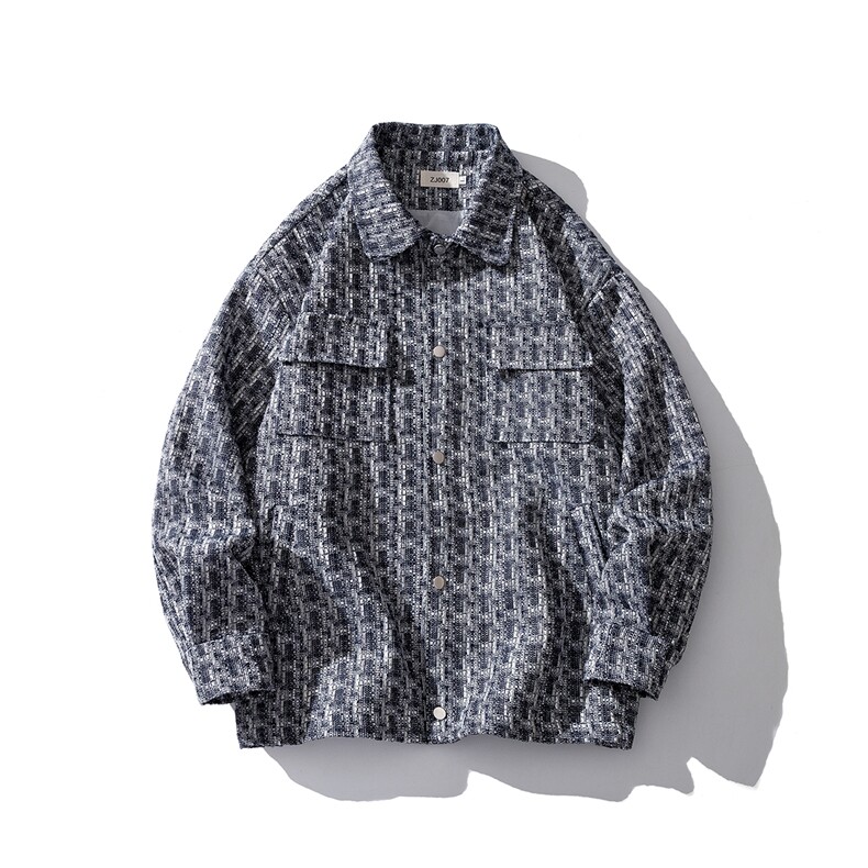 1小香风金属按扣大码M-5XL夹克男：聚酯纤维JK77080P85控128，男装夹克，星座226-2