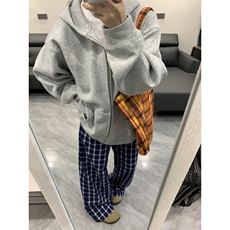 【有货】X814HH-特P50蓝色格子阔腿裤男女美式复古hiphop裤子宽松，男装休闲裤，星座1007（原301D）