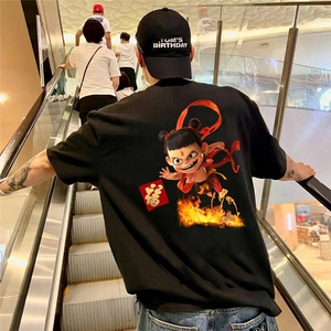 哪吒之魔童短袖T恤男圆领上衣潮牌潮流哪吒主题印花TX103-TP35图片