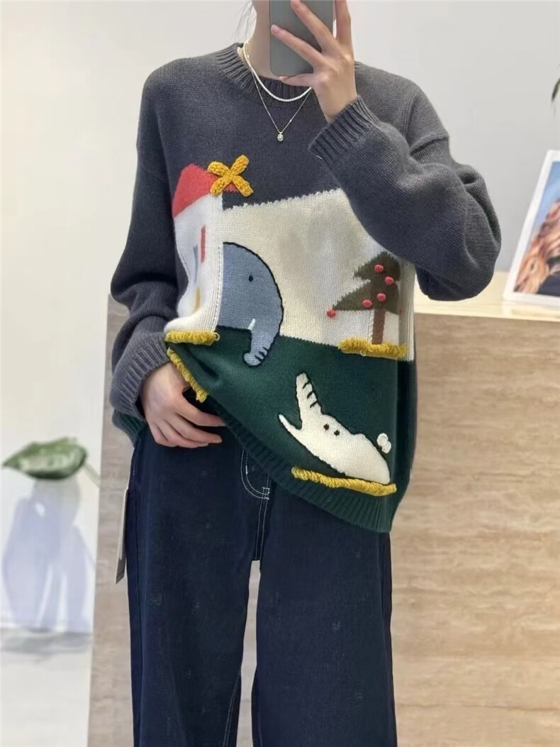 新款宽松外穿甜美日系小个子针织羊毛上衣,针织衫/毛衣,更慕羊绒