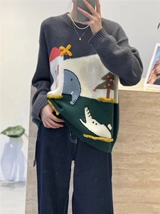 新款宽松外穿甜美日系小个子针织羊毛上衣图片