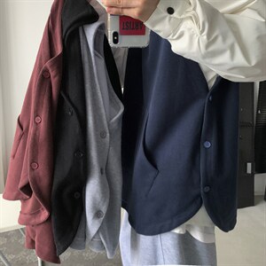 港风针织背心宽松休闲慵懒风毛线连帽马甲学生上衣外套 H204/P50图片