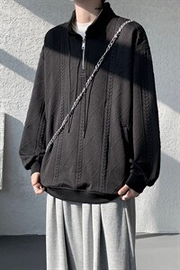 卫衣男春季新款港风宽松提花大码长袖T套头上衣WY9975-特P42图片