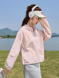 时尚防晒衣女夏季2025新款宽松休闲防晒服连帽户外透气开衫薄外套图片