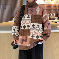 美式男春季宽松圆领印花毛衣常规P53加绒P68，男装针织衫/毛衣，星座716-2