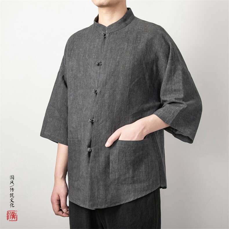 风男装棉麻炒色男士唐装盘扣衬衫C026P85,男装衬衫,钱塘802