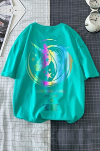 T恤潮流圆领男港风印花2024新款场景平铺衫时尚DS-B299-ZY1143P25图片