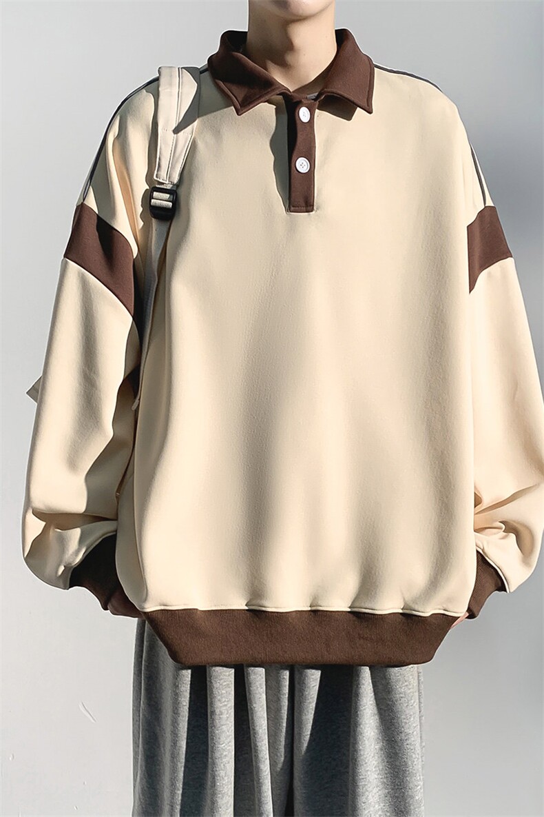 W6483-P45光影墙秋季新款300克翻领宽松卫衣,男装卫衣,星座109-1