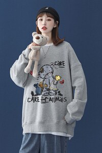 秋季潮流百搭中性印花宽松情侣休闲套头卫衣男女 W111 P30控48图片