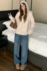 女春季彩色连帽针织洋气卫衣牛仔裤两件套，女装套装/套裙，江南