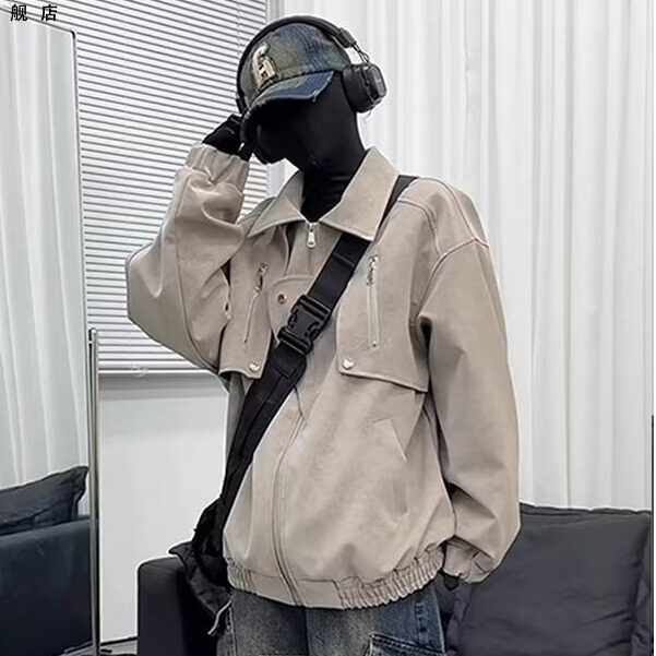 男士皮衣外套男春秋款高级感痞帅秋装美式新款JK299-P85,男装皮衣,星座208-5