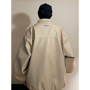 2026春季新款印花美式PU皮夹克潮牌机车宽松外套ins男 D241 P108图片