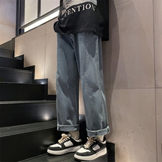 美式高街复古拼接宽松阔腿裤潮牌痞帅男B381-1/723P48，男装休闲裤，电商B381-1