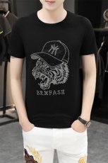 夏男韩版修身丝光棉短袖青少年重工高端中东钻T恤A158-T1926，男装T恤，星座310B-3