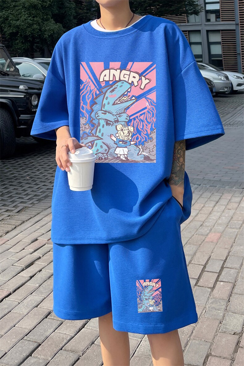 ！2025夏季新款男士华夫格短袖T恤百搭学生一套HTZ87P50,男装T恤,电商B220