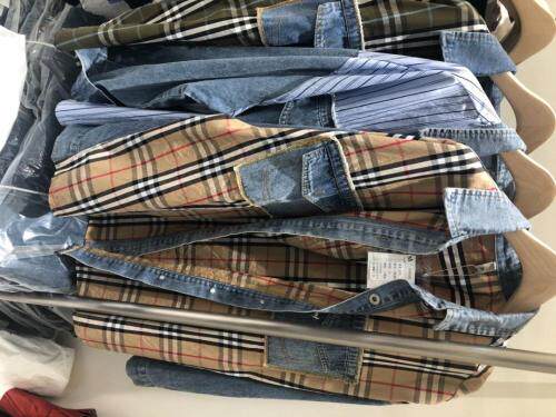 秋装新款拼接牛仔衬衫，女装衬衫，阿唛倪