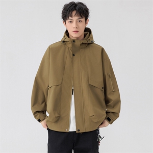 新款硬汉风户外夹克男连帽纯色上衣冲锋衣外套A157B-JK7872-P75图片