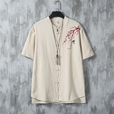 男士衬衫短袖衬衣半袖印花立领唐装风XZ1512-2408-P30，男装衬衫，星座1512