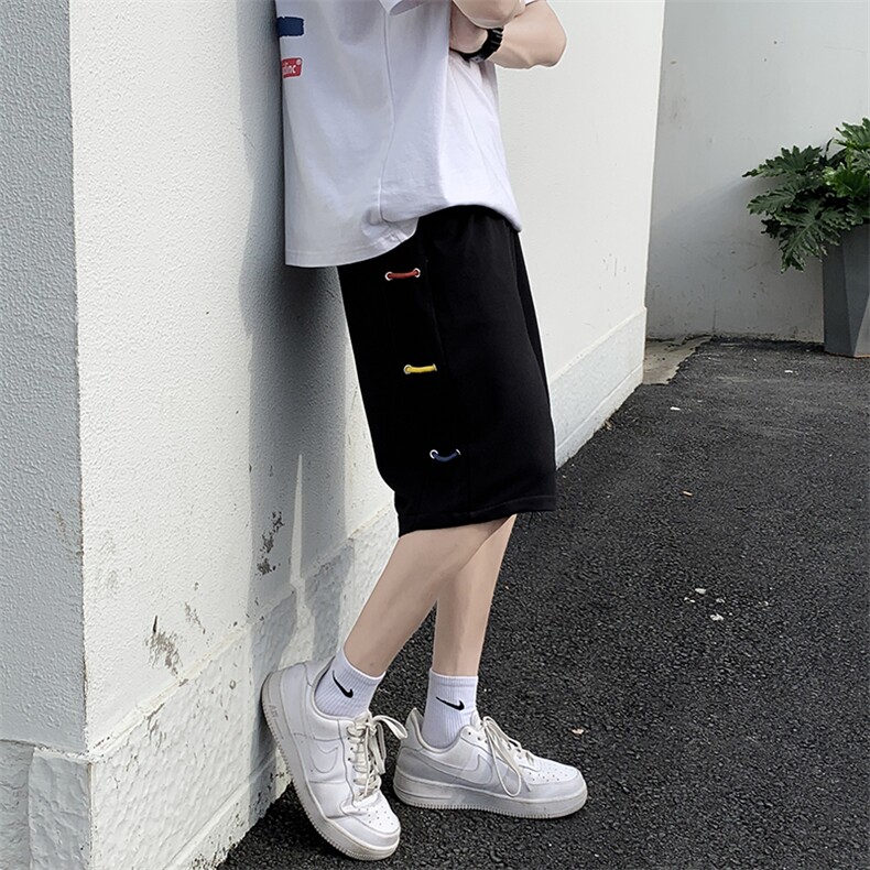 彩绳篮球运动裤男韩高街嘻哈直筒宽松短裤学生五分卫裤K814-P30,男装休闲裤,星座512-2