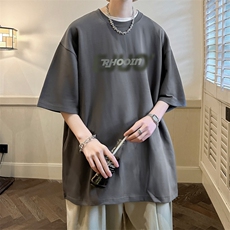 白色短袖T恤男美式复古oversize百搭宽松休闲小领口情侣七分袖子，男装T恤，电商B367